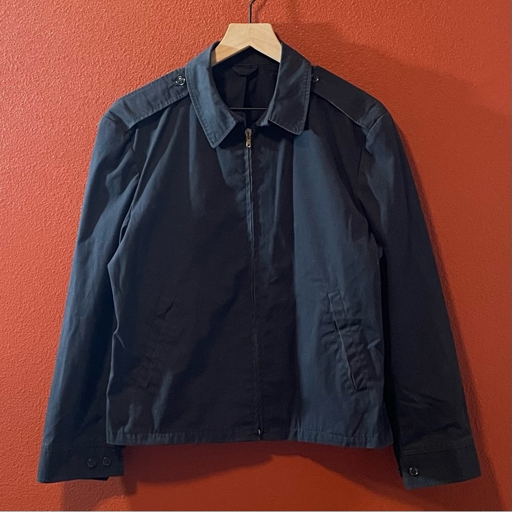 Neptune Garment Co Men’s Black Full Zip Epaulettes Bomber Windbreaker Jacket